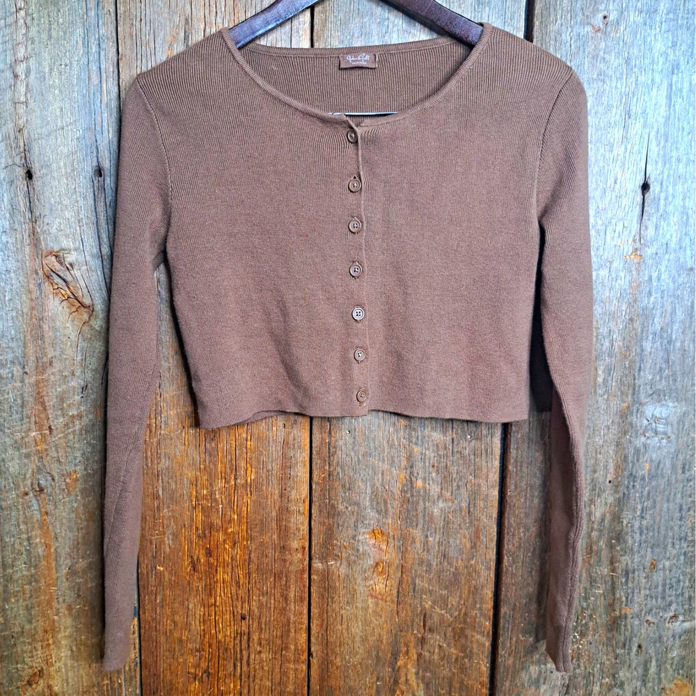 Earthcore Coquette Grunge John Galt Brown Midi Pullover Knit Cardigan Sweater M